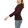 thumbnail image 4 of INSPIRE CHIC Women's  Peter Pan Collar Contrast Long Sleeve Shirt L Red, 4 of 7