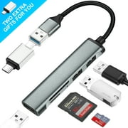 USB 3.0 Hub,USB C Hub,USB C to USB Adapter,5 in 1 USB Hub with 3 USB 3.0 Ports, SD/TF Card Reader,for MacBook, Mac Pro, Mac Mini, PC, Flash Drive, Mobile HDD,HP XPS and More Type C Devices