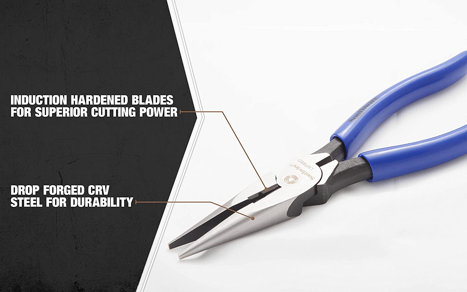 Southwire Tools  Equipment LNP8SD 8 Heavy Duty Long-Nose Pliers with Side Cutter, Stripper,  Dipped Handles, Blue