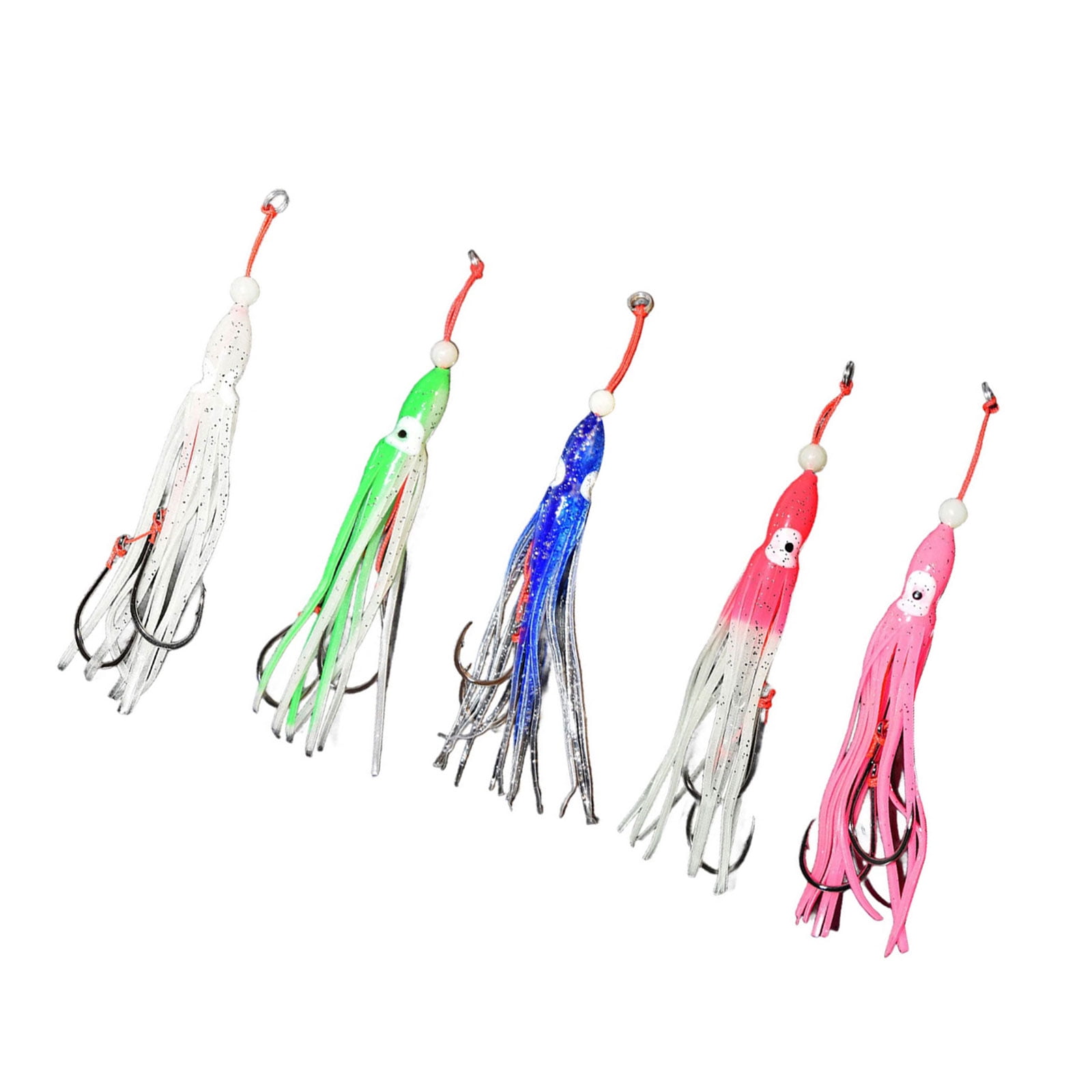 FEAMOS Fishing Squid Lures Soft Glowing Octopuses Trolling Saltwater Lures Baits with Hook Octopuses Skirt Trolling Swimbait