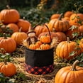 thumbnail image 5 of Yakvarog Halloween Canvas Tote Basket 8.8" x 9", Plaid Patchwork Fabric with Handle, Trick or Treat Candy Bags for Gifts, Toys, Party Favor & Home Holiday Decor, 5 of 6