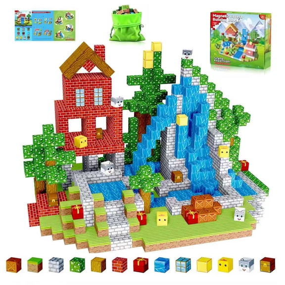 Casrra Magnetic Blocks, 100PCS Forest Magnetic Cubes STEM Building Blocks, Magnet Blocks, Educational Preschool Travel STEM Toy, Magnetic Cubes for Kids, Creative Gift for Boys & Girls Ages 3