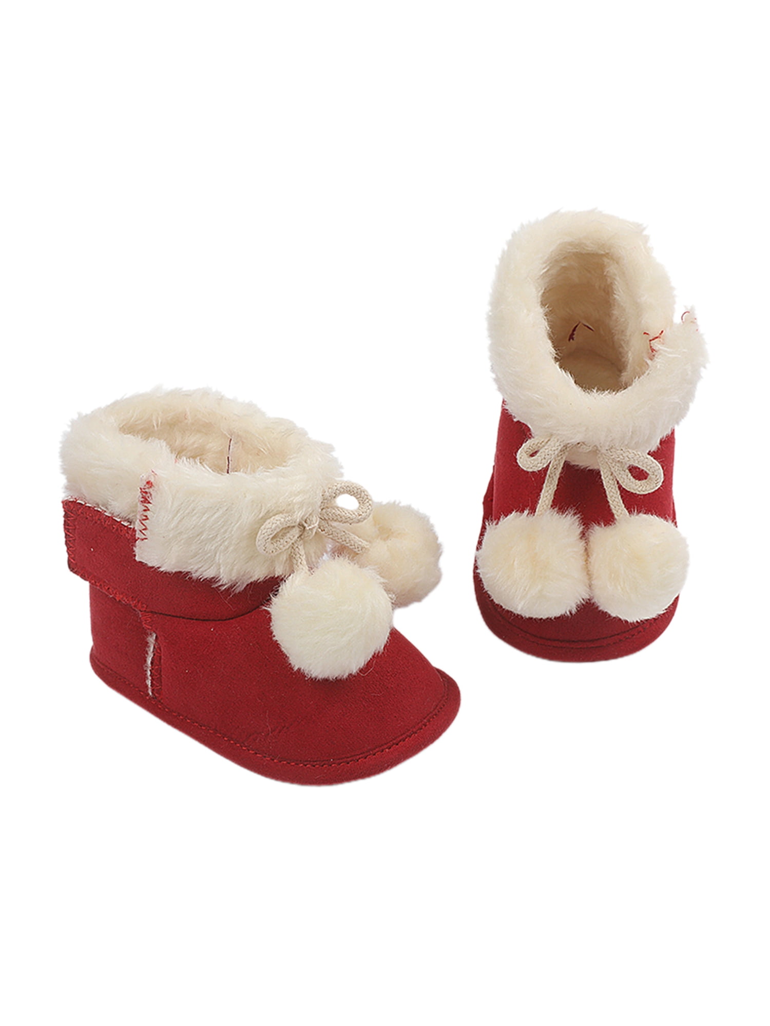 Binpure Baby Winter Warm Snow Boots Soft Sole Fur Lined Pom Pom Ankle Booties Non-Slip Prewalkers - Walmart.com