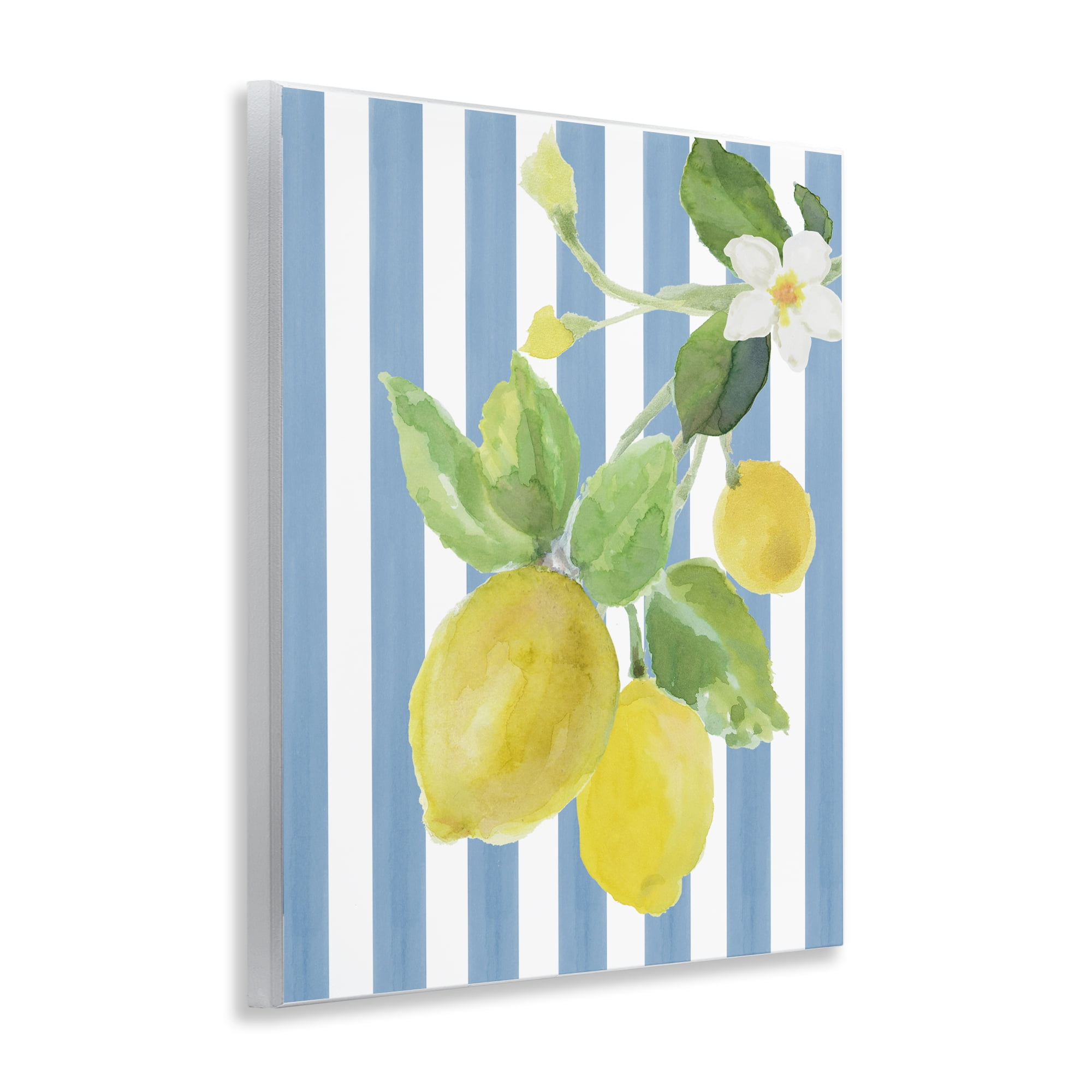 Stupell Industries Lemon Blossom on Blue Stripes Wall Plaque Art, design by Lanie Loreth