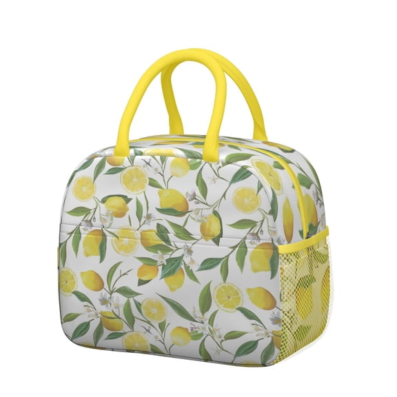 Lunch Bag Lunch Box for Women Reusable Insulated Lunch Cooler Bags,Large Capacity for Work Travel Picnic,Water-Resistant Lemon Lunch Tote Bag Gifts for Woman Mom Yellow