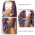 thumbnail image 3 of Mujer Protección solar Coverup Medias mangas Suelta Playa Bikini Frente Abierto Cubriendo, 3 of 6