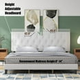 thumbnail image 4 of Homhougo King Size Bed Frame,Upholstered Platform Bed with Diamond Button Tufted & Adjustable Headboard, Faux Leather, Wood Slats Support, Easy Assembly, No Box Spring Needed,White, 4 of 8