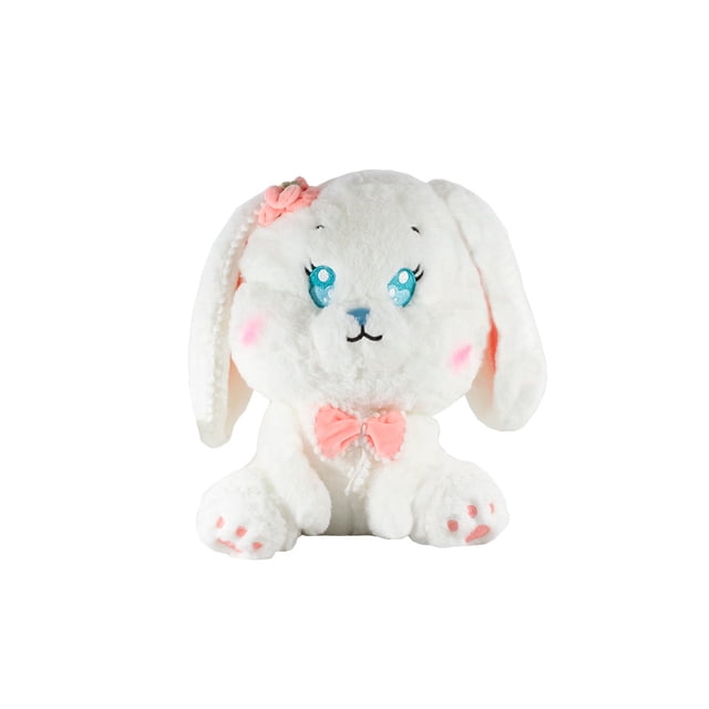 Conejo De Peluche Importadora La Merced Con Moño Blanco 30x22x23 cm Felpa Suave Hipoalergénica