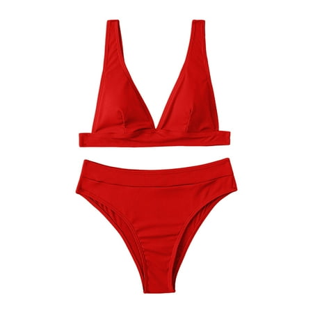 Kcodviy Bathing Suit Tops For Women Tankini Women Swimwear Bikinis Soild Swimsuit Ladies Shorts Two Piece Swimwears Tankinis Set Bohemian Bikini Sets For Women Street 3 Piece Bikini Sets For Plus Size