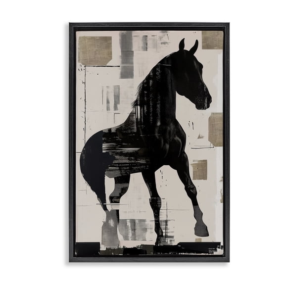 Equinity Horse Silhouette Black Framed Floater Canvas Wall Art, design by Annabelle Hall