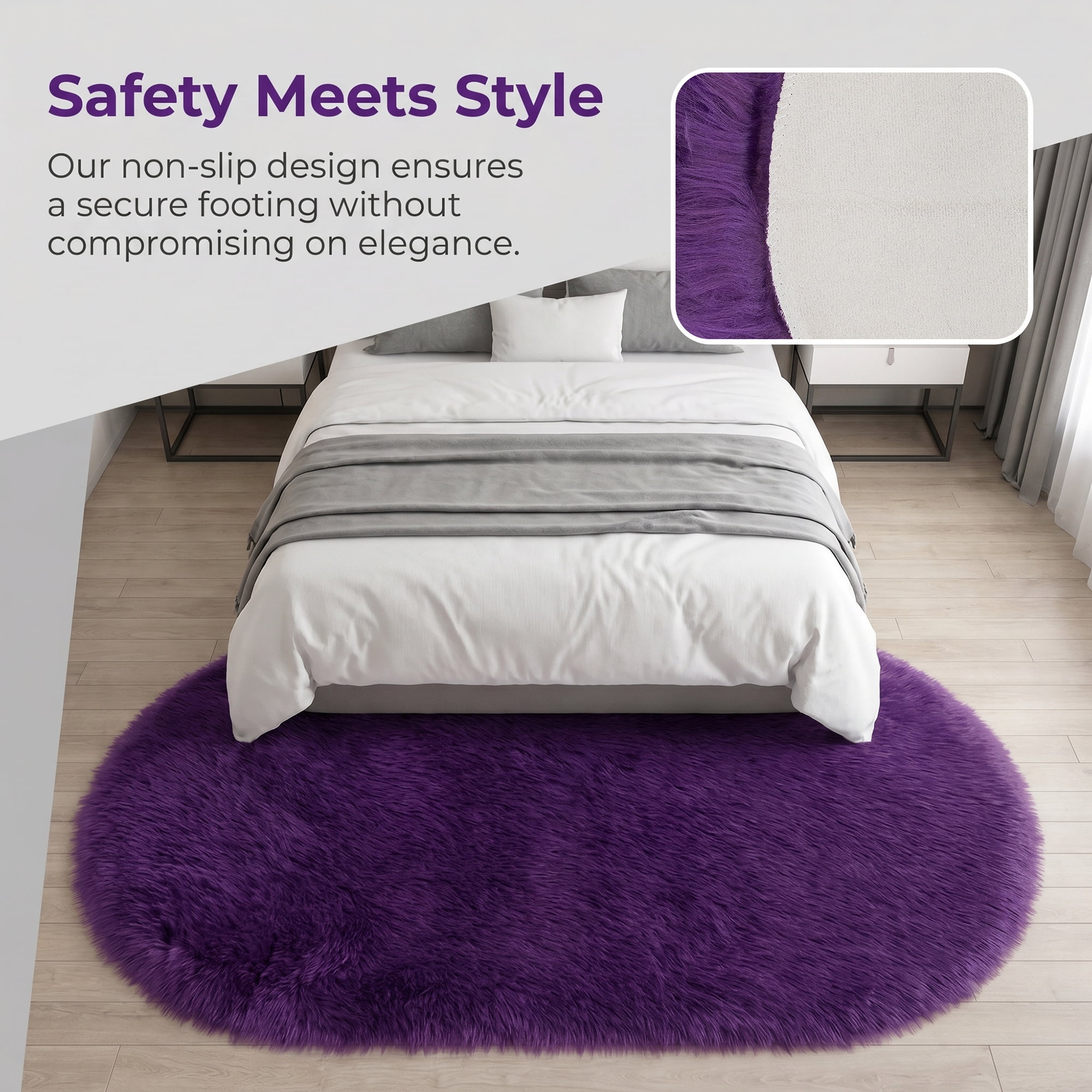 Unique Bargains Shaggy Area Rug Ultra Fluffy Non-Slip Fuzzy Carpet 35" x 24" Purple