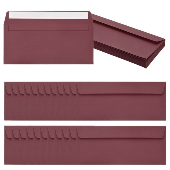 Uxcell 24 Pack Wine Red #10 Business Envelopes, Colored Self Seal Letter Size