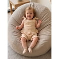 thumbnail image 5 of BemeyourBBs Toddler Girls Summer Clothes Cute Infant Baby Girl Summer 2 Piece Outfit 6 12 18 24 Months 2 3 4 Years Shoulder Bows Sleeveless Ruffled Tank Top and Shorts Set, 5 of 9