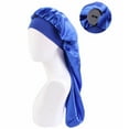 thumbnail image 4 of Kitem Faux Satin Wide Button Hair Bonnet Solid Color High Elastic Women Sleep Cap Hair Care, 4 of 13