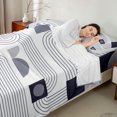 thumbnail image 4 of Castle Fairy Mid Century Curved Line Queen Sheets 4 Pieces,Geometric Semi-Circle Square Combo Queen Sheet Sets,Gray Off-White,1 Flat Sheet, 1 Fitted Sheet and 2 Pillowcases, 4 of 7