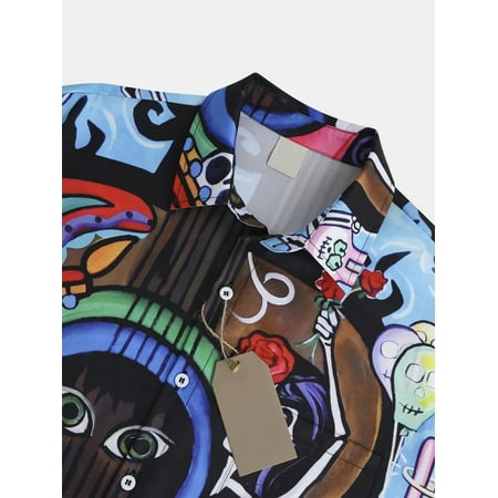 

MLFU Boys New Year Aloha Button Down T-Shirts with Pocket Funky Tops for Men Women