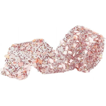 Peony Love Diamond Mesh Ribbon Roll - 4.75" Crystal Rhinestone Floral Wrap With Pearls