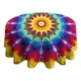 thumbnail image 4 of Colorful Tie Dye Star Mandala Round Tablecloth 60"x60",Wrinkle Wipeable Table Cloth for Kitchen Dining Room Picnic Patio Party, 4 of 6