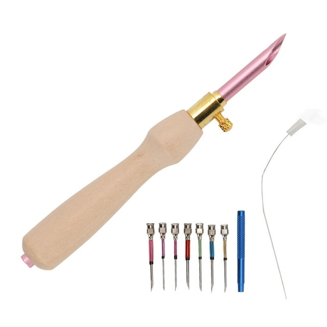 Punch Needle Kit Easy Interchangeable Pinhead Wooden Handle DIY Making Adjustable Punch Needle