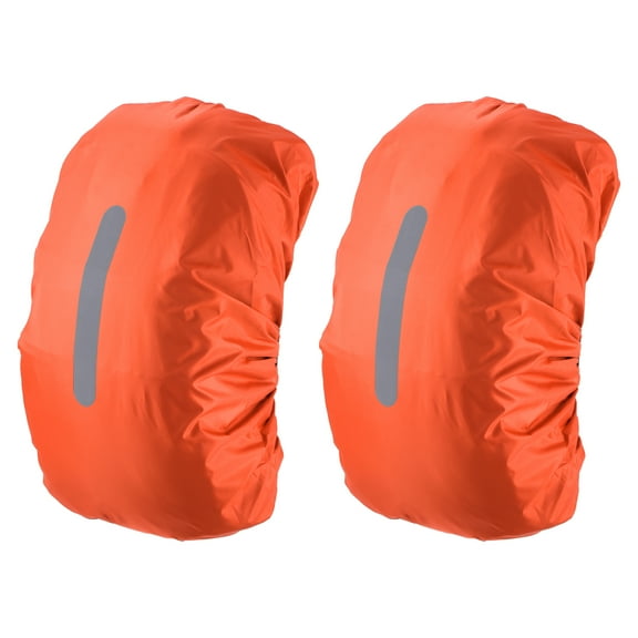 Uxcell 15-25L Waterproof Backpack Rain Cover 2 Pcs with Vertical Reflective Strap, XS, Orange