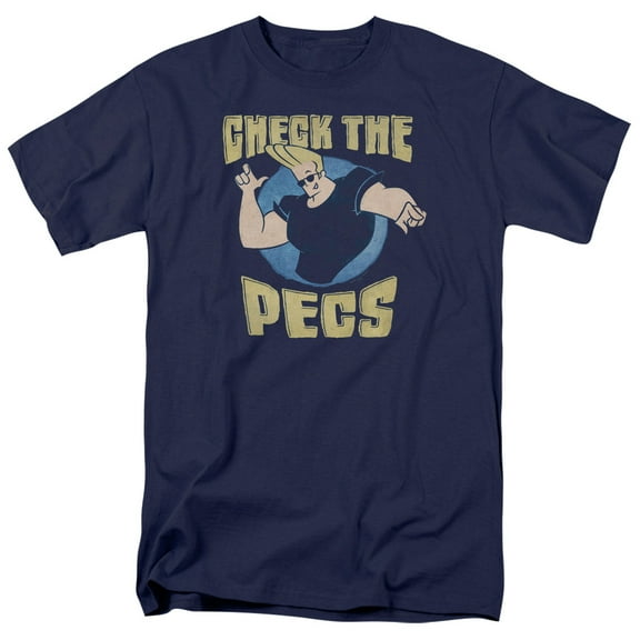 Johnny Bravo Men's Check The Pects T-shirt X-Large Navy