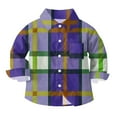 thumbnail image 6 of MKOSPLRT Toddler Kids Plaid Button Down Shirts 6M-8Y Girls Boys Lapel T Shirts Long Sleeve Color Block Flannel Print Shirts with Pocket, 6 of 10