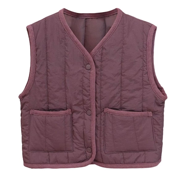 Girls Boys Padded Coat Puffer Vest Stand Collar Sleeveless Jacket Outerwear