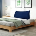 thumbnail image 3 of WOWMAX Large Reading Bed Wedge Pillow , Triangular Upholstered Headboard, Backrest Back Support for Sitting Up in Bed With Removable Corduroy Deep Blue Cover, California King, 3 of 6