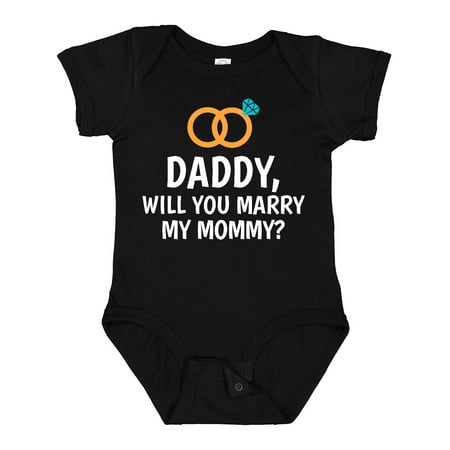 

Inktastic Daddy Will You Marry My Mommy with Rings for Proposal Gift Baby Boy or Baby Girl Bodysuit