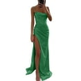 thumbnail image 2 of Huowey Maxi Dresses For Women Solid Color Sequin Sleeveless Spaghetti Strap Backless Sweetheart Neck Slim Fit Sparkly Glitter High Split Full Length Bodycon Dress Party Wedding Gowns,Green,M, 2 of 5