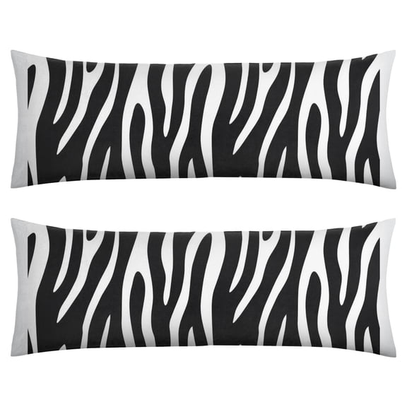 20x54 Zebra Print Body Pillow Cover with Invisible Zipper - Soft & Breathable Full Body Pillow Case - Modern Black and White Stripes Design for Adults, Maternity, Office - Machine Washable