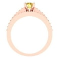 thumbnail image 4 of 0.85 ct Brilliant Round Cut Yellow Zircon 14k Rose Gold Solitaire with Accents Engagement Bridal Wedding Ring Band Set size 5, 4 of 7