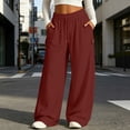 thumbnail image 2 of LEAVINGSUO Wide Leg Sweatpants for Women Solid Color Sweatpants With Pockets Long Pants For Home And Outdoor Sports Red XXXL, 2 of 8
