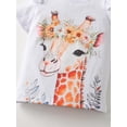 thumbnail image 3 of Toddler Girl Clothes Ruffle Giraffe Pattern Short Sleeve Tops and Shorts Outfits Set Orange 3-4 Years, 3 of 7