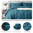thumbnail image 4 of Davulos King Size Comforter Set with Sheets Deep Teal,7 Pieces Pintuck Bed in a Bag King Bed Set for Man Women Pinch Pleat Bedding Set All Season, 4 of 8