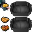 thumbnail image 3 of MesaSe 2Pcs Air Fryer Silicone Pot avec Poignée Réutilisable Air Friteuse Doublure Résistant à la Chaleur Air Friteuse Panier en Silicone Plateau de Cuisson Carré Air Fryer Accessoires Doublures Cuisson Pan, 3 of 6