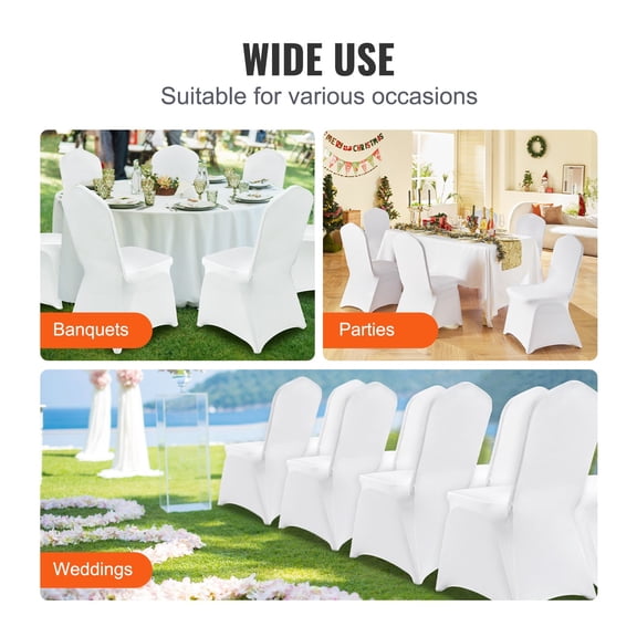 Stretch Spandex Folding Chair Covers,Universal Fitted Chair Cover,Removable Washable Protective Slipcovers,for Wedding,Holiday,Banquet,Party,Celebration,Dining (12PCS White)