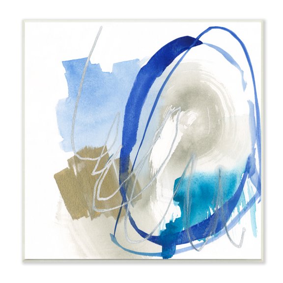 Stupell Industries Circular Abstraction Chaotic Rigid Lines Blue Brown, 12 x 12, Design by Jennifer Goldberger