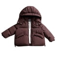 thumbnail image 1 of LYHaoo Kids Boys Girls Autumn Winter Solid Color Rounded Neck With Hat Coat Warm And Windproof Down Jacket Winter Outwear Red Sizes 8-9 Years, 1 of 4