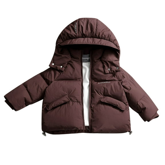 Kids Winter Coats for Boys,Kids Puffer Jacket with Pocket Zipper Hooded Coat Solid Color Long Sleeve Lined Jackets Coats Boys Coats Size 8-9 Years