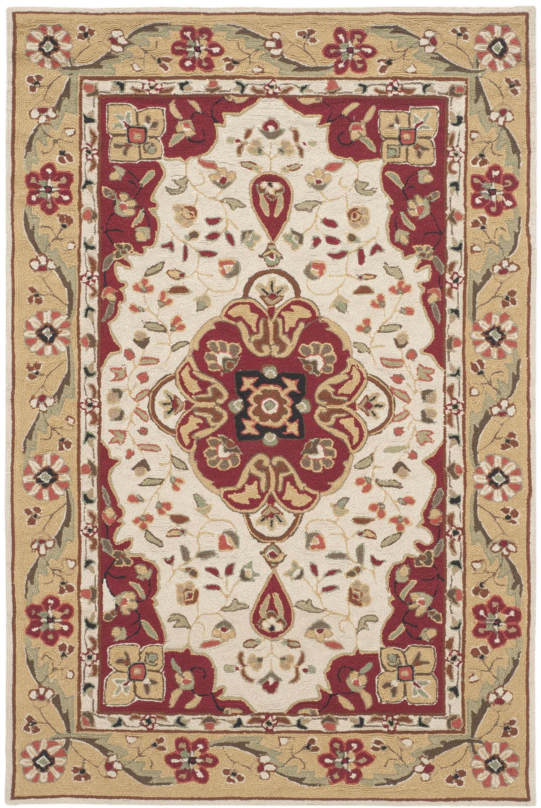 Safavieh Easy Care Todor Medallion Area Rug, Creme/Red, 4' x 6'