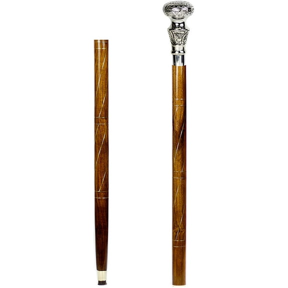 Aluminum & Brass Decorative Rosewood Walking Cane | Full Size Walking-Stick for Men & Women |