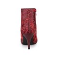 thumbnail image 2 of Unique Bargains Bottines à Paillettes en Dentelle pour Femmes, Talons Aiguilles, Fête, Sequins, Rouge (Taille 8), 2 of 6