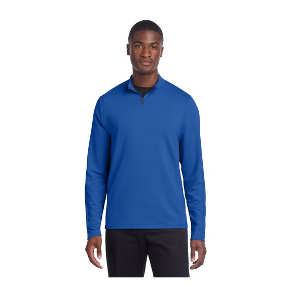 MERCER METTLE Unisex Stretch Quarter Zip Pullover | Mock Neck Sweatshirt for Men & Women, Lightweight 1/4 Zip for Work - Blue Note 3XL