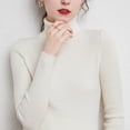 thumbnail image 2 of UJNDER Women's Fashion Long Sleeve Turtleneck Solid Color Sweater Sheep Loose Knit Pullover Top White M, 2 of 7