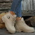 thumbnail image 2 of CAICJ98 Women's Winter Boots Waterproof Ankle Boots Low Heel Anti-Slip Warm Booties Comfortable for Outdoor Walking Hiking Snow Boots Women (Beige,Size 8.5), 2 of 9