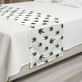 thumbnail image 2 of Botanical Bed Runner, Leaves Flowering Plant Hemp Vegetable Medicinal Herbs Motif Pattern, Decorative Accent Bedding Scarf for Hotels Homes and Guestrooms, Queen, Dark Green White, by Ambesonne, 2 of 2