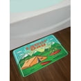 thumbnail image 2 of Labour Day Bath Mat, Cartoon Illustration of a Mountainous Landscape Barbecue Happy Camper, Plush Bathroom Decor Mat with Non Slip Backing, 29.5" X 17.5", Fern Green Multicolor, by Ambesonne, 2 of 2