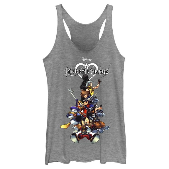 Women's Kingdom Hearts Coded Box Art  Racerback Tank Top Gray Heather Small