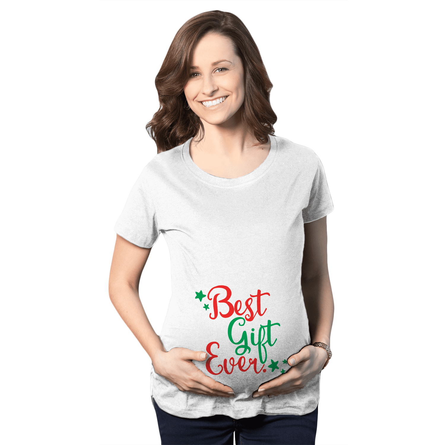 Christmas Maternity Baby Peeking T-shirt Funny Gift Pregnant Women Top Pregnancy 